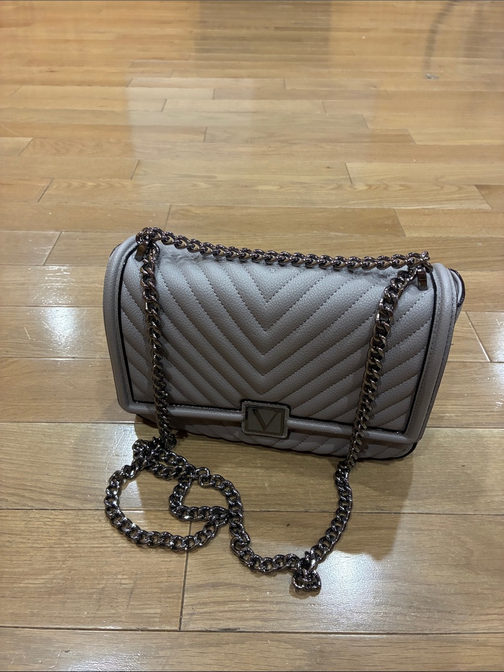 Victoria's Secret Quilted Chain-Shoulder Crossbody - Taupe